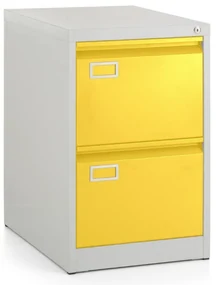 Dosar metalic A4 - 2 sertare, 45,5 x 62 x 71,5 cm, incuietoare cilindrica, galben - ral 1023