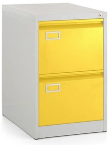 Dosar metalic A4 - 2 sertare, 45,5 x 62 x 71,5 cm, incuietoare cilindrica, galben - ral 1023
