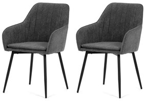 Set de 2 scaune de sufragerie tapițate, gri, 53 x80 x 62 cm