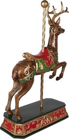 Figurină decorativă ren din polirășină, 35x18x56 cm, „Carrousel de Noël”