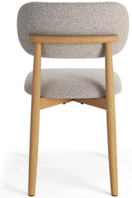MAZZONI EXPORT ALDO Bej Latte (material Monza 60)/cadru stejar lăcuit - SCAUN DIN LEMN BOUCLÉ PENTRU SALON SUFRAGERIE BUCĂTĂRIE RETRO