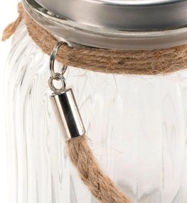 Set de lumini solare, tip borcan - 3 LED-uri, alb cald