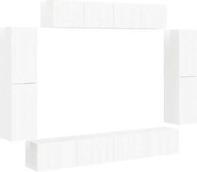 vidaXL Cabinet TV 8 pcs Alb lucios