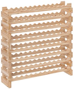 HOMCOM Raft din Lemn de Molid, Dulap pentru 96 Sticle cu 8 Rafturi, Greutate Maximă 100 kg, 114x28x113,5 cm, Lemn Natural | Aosom Romania