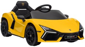 AIYAPLAY Mașină electrică 12V cu licență Lamborghini Revue vehicul electric telecomandă viteză 3-5 km/h 3-5 ani galben | Aosom Romania