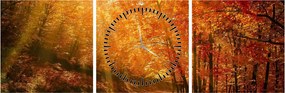 Tablou cu pădurea în toamnă (cu ceas) (90x30 cm)