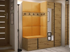 Mobilier hol Tovenaz XII (Stejar artisan + Negru + Galben) (cu oglindă). 1104830