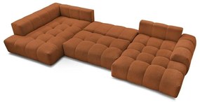 Colțar teracotă extensibil/cu spațiu de depozitare cu tapițerie din chenille (cu colț pe partea stângă/în formă de "U") Everest – Bobochic Paris