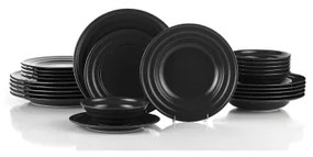 Set veselă 24 piese negru/porțelan
