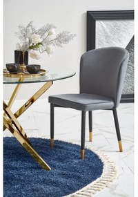 Masă de dining ESTEN, blat din sticlă transparentă/cadru auriu