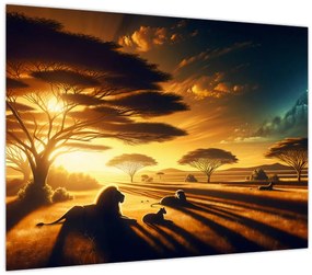 Tablou pe sticlă - Lei odihnindu-se (70x50 cm)