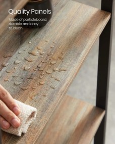 Biblioteca living, 158 x 24 x 166 cm, metal / PAL melaminat, stejar, Vasagle