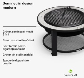 Merano Circolo 3 în 1, șemineu cu funcție grill, poate fi folosit ca masă