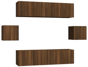 3120268 vidaXL Set dulapuri TV, 6 piese, stejar maro, lemn prelucrat
