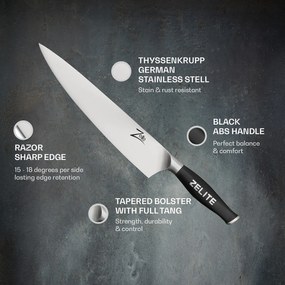 Seria Comfort Pro, cuțitul bucătarului 10”, 56 HRC, oțel inoxidabil