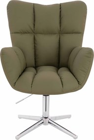 HR650CROSS Scaun Khaki Piele Ecologica Premium Soft cu Bază Cromata