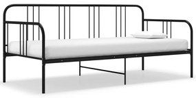 Cadru de pat canapea, negru, 90 x 200 cm, metal
