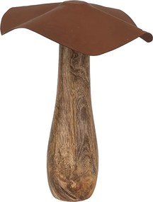 Decoratiune din lemn si metal, in forma de ciuperca, Ø20x25 cm, Mushroom
