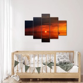 Tabloul apusului de soare cu barca (150x105 cm)