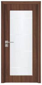 Usa Interior din MDF Novo Doors ND110-1, Cadru din Lemn Masiv, Geam Sablat, KIT COMPLET, Toc , Manere si balamale incluse (Culoare: Wenge, Toc: