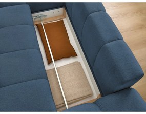 Colțar albastru închis extensibil/cu spațiu de depozitare cu tapițerie din chenille (cu colț pe partea stângă/cu șezlong) Everest – Bobochic Paris