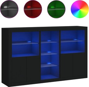 vidaXL Servantă cu lumini LED, negru, 162x37x100 cm