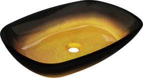 Mexen Araks lavoar din sticlă montat pe blat 54 x 39 cm, auriu închis - 24155451