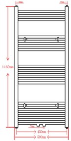 Radiator port-prosop incalzire baie, curbat, 500 x 1160 mm, negru 1, Negru, 500 x 1160 mm, Curbat
