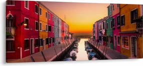 Tablou - Apus de soare, insula Burano, Veneția, Italia (120x50 cm)