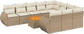 vidaXL Set canapele de grădină cu perne, 11 piese, bej, poliratan