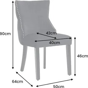 Set 2 scaune Stil Baroc, Catifea, Lemn, Negru, CASTLE DELUXE