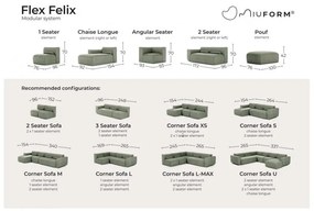 Modul pentru canapea bej (cu colț pe partea dreaptă) Flex Felix – Miuform