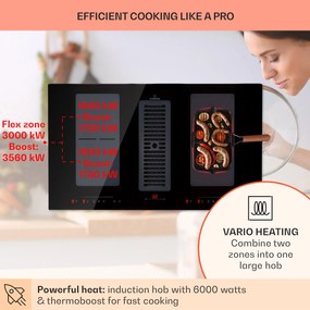 Klarstein Full House Down Air System, aragaz cu inducție + hotă, 477 m³/h, clasa de eficiență energetică A