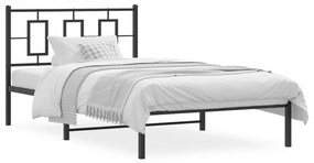 374237 vidaXL Cadru de pat din metal cu tăblie, negru, 107x203 cm