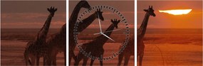 Tablou - Girafe în savana africană (cu ceas) (90x30 cm)