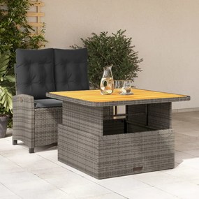 vidaXL Set mobilier de grădină cu perne, 2 piese, gri, poliratan