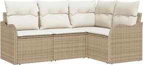 vidaXL Set de canapele pentru grădină 4 pcs Bej poliratan
