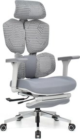 Scaun Ergonomic ProMesh X4D – Tetieră 4D, Suport Lombar Reglabil, Cotiere 4D, Sezut Translatie, Reclinare, Suport Picioare, Mesh, Gri