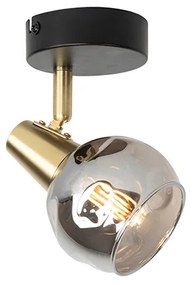 Spotlight Art Deco auriu cu sticlă fumurie - Vidro