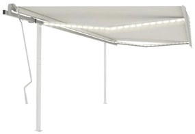 vidaXL Copertină retractabilă manual, cu LED, crem, 4x3,5 m