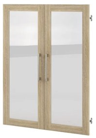 Dulap Modulo 89 x 40 x 113 cm, uși din sticlă, stejar sonoma / transparent