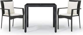 vidaXL Set mobilier de grădină cu perne, 3 piese, negru, poliratan
