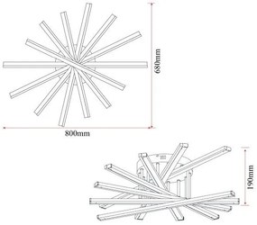 Lustră LED cu 7 surse de iluminare, 125W, cu telecomandă – Design elegant auriu