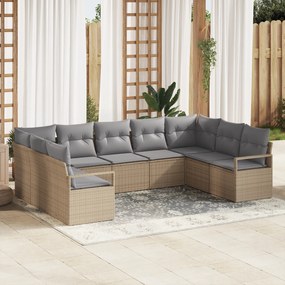 vidaXL Set de canapele pentru grădină 9 pcs Bej Rattan poli