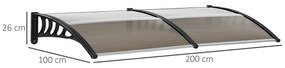 Streasina de exterior Outsunny 200x96cm din policarbonat si aluminiu, protectie pentru ferestre si usi, maro | Aosom RO