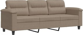 vidaXL Canapea cu 3 locuri, gri taupe, 180 cm, țesătură microfibră