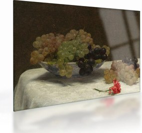 Tablou pe sticlă - Henri Fantin-Latour, Still Life with Grapes and a Carnation, reproducere (70x50 cm)