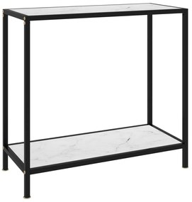 vidaXL Masă consolă, alb, 80 x 35 x 75 cm, sticlă securizată