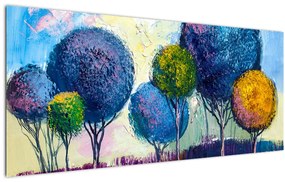 Tablou - Copaci, pictură în ulei (120x50 cm)