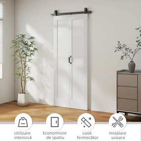HOMCOM Ușă Pliabilă tip Carte cu Suprafață Vopsibilă 90x210 cm Alb | Aosom Romania